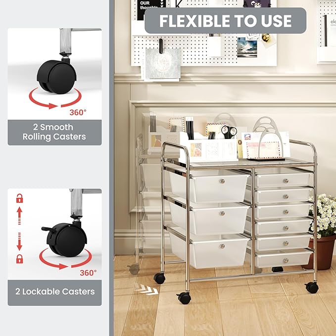 GOFLAME 9-Drawer Rolling Storage Cart, Mobile Utility Cart - Image 6