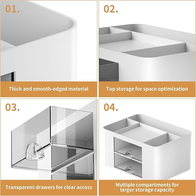Marbrasse Pen Organizer with 2 Drawer, Desk Organizers and Accessories with 5 - Image 6