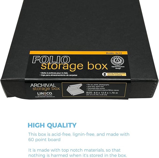 Lineco Archival Folio Storage Box. Metal Edge Archival Boxboard, Clamshell Lid. - Image 5