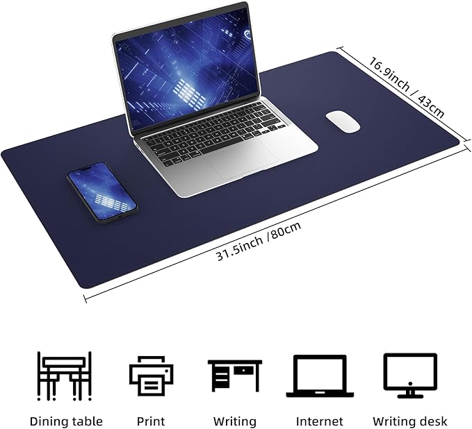AFIING Dual-Sided Desk Pad, Natural Cork & PU Leather, Desk Mat Protector - Image 2