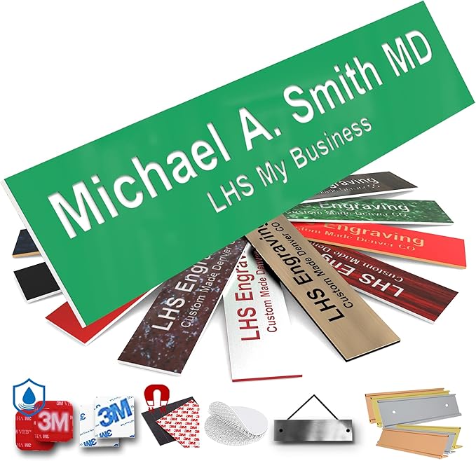 Engraved Custom Door Plate Green Plastic Office Door Sign by LHS+My+Business