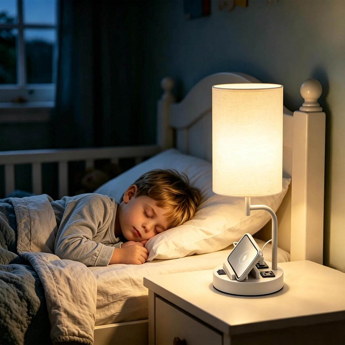 Dreamholder 2 Pack Table Lamp, Bedside Lamp with 3 USB Charging Ports & A...