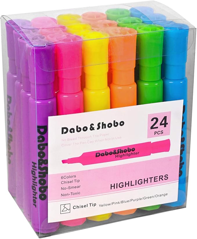 Dabo & Shobo Highlighters Set of 24, Colored Markers And Beautiful Combination by DaboShobo