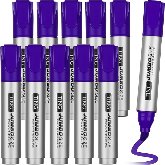 Fuutreo 10 Pack Jumbo Permanent Markers Bulk Large Chisel Tip Permanent Markers by Fuutreo