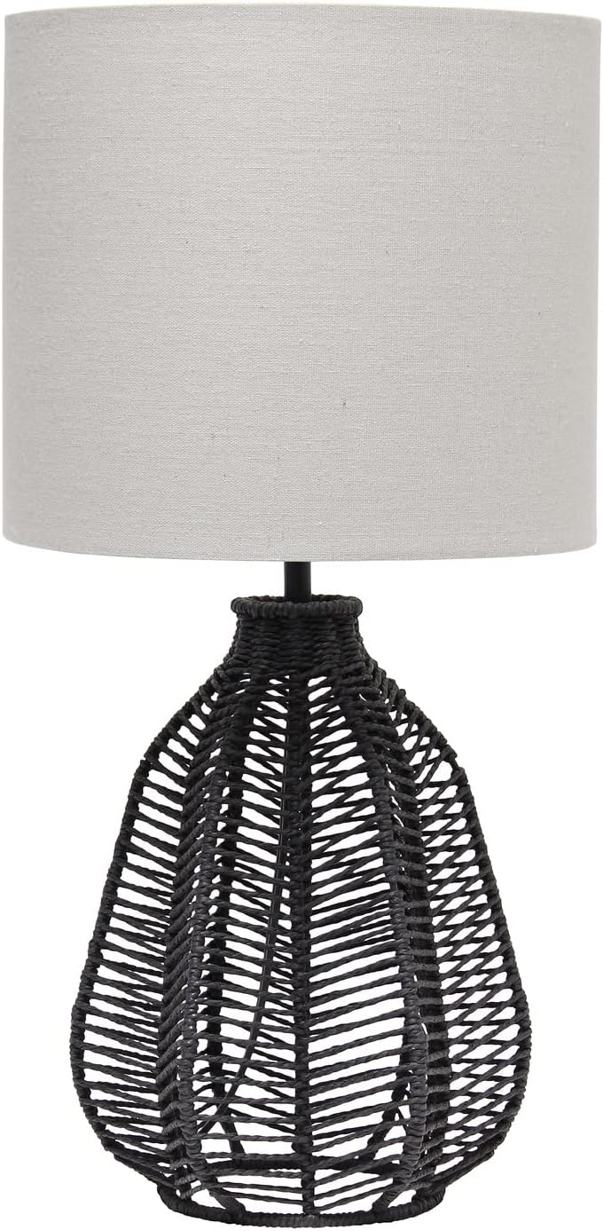 Elegant Designs LT2106-BLK 21" Tall Boho Coastal Inspired Rustic Paper R...