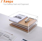HeZone Paper Organizer, 2 Tier Stackable A4 Size Acrylic Letter Tray, - Image 4