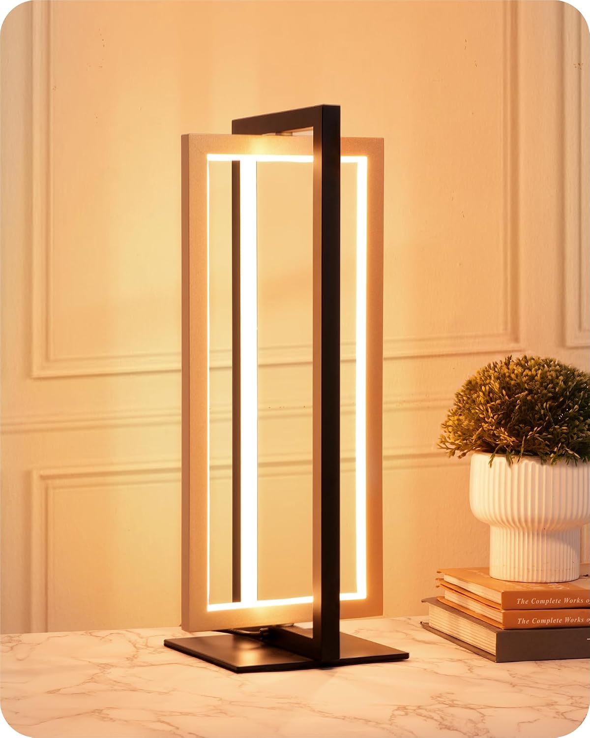 EDISHINE LED Table Lamp, Modern Bedside Lamps for Living Room, Gold