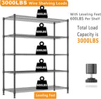 Himimi 82" H Storage Shelves 5 Tier Metal Shelving Adjustable Wire Shelf - Image 6