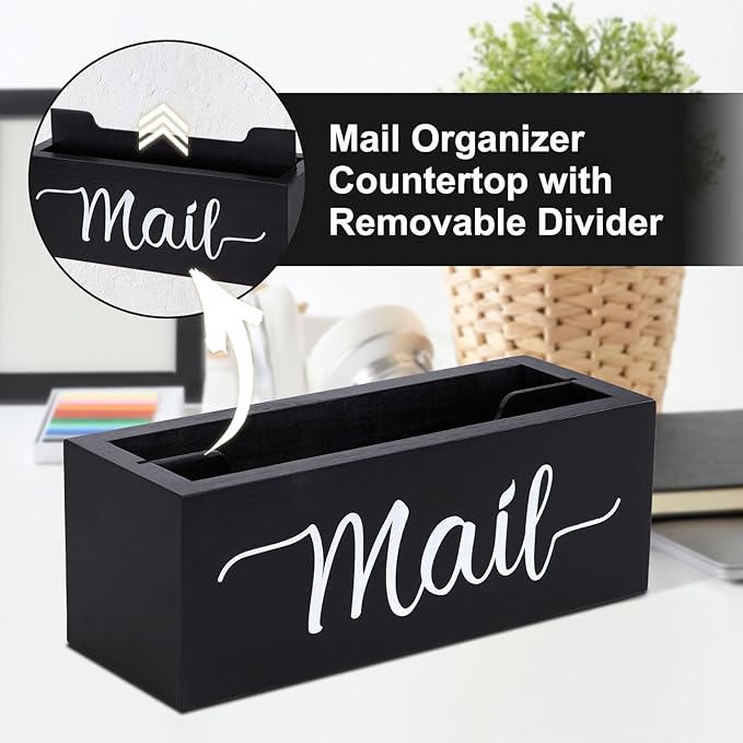Lucundm Desk Mail Organizer, Mail Organizer Countertop, Wood Desk Mail Storage - Image 2