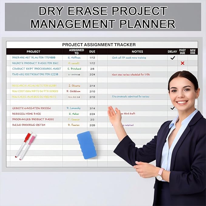 Lincia Large Magnetic Project Planning Management Vision Board 24" x 36" - Image 8
