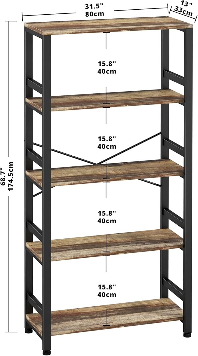 IRONCK Bookshelves and Bookcases, 31.5in Wide Shelf 5-Tier Ladder Shelf - Image 3