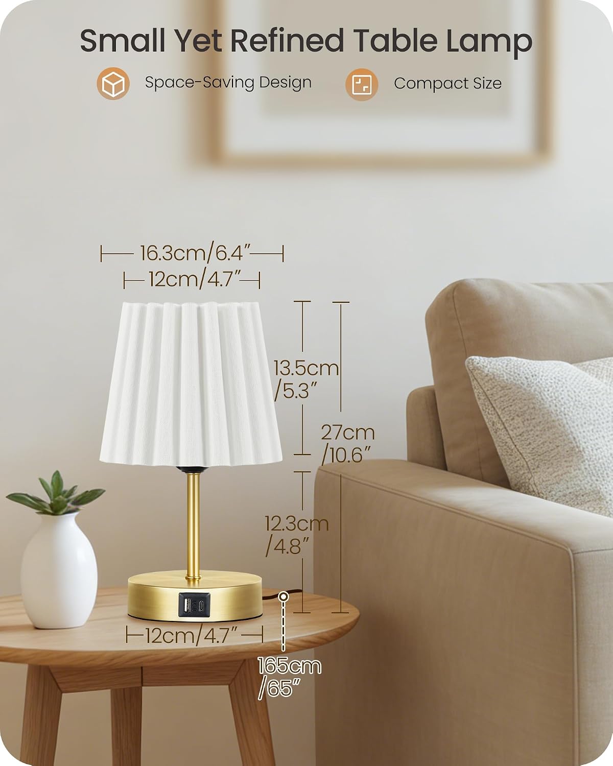 Small Bedside Table Lamps Set of 2, Touch Dimmable Table Lamps with USB Ports...
