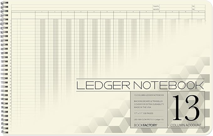 BookFactory Accounting Ledger Notebook/Large 13 Column Accounting Ledger by BookFactory