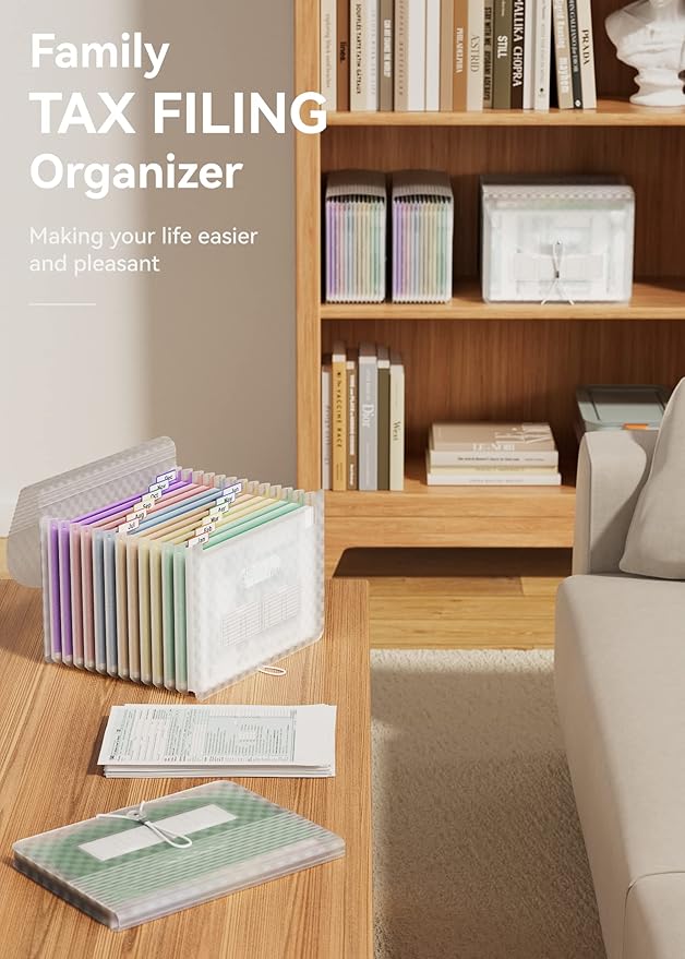 ABC life 12 Pockets Accordion File Organizer Expanding File Folders, Portable - Image 6