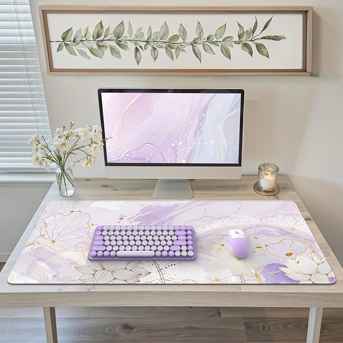 iCasso Desk Cover Mat, Extra Large Lotus Mouse Pad, Desk Pad Mat, Office Matt by iCasso