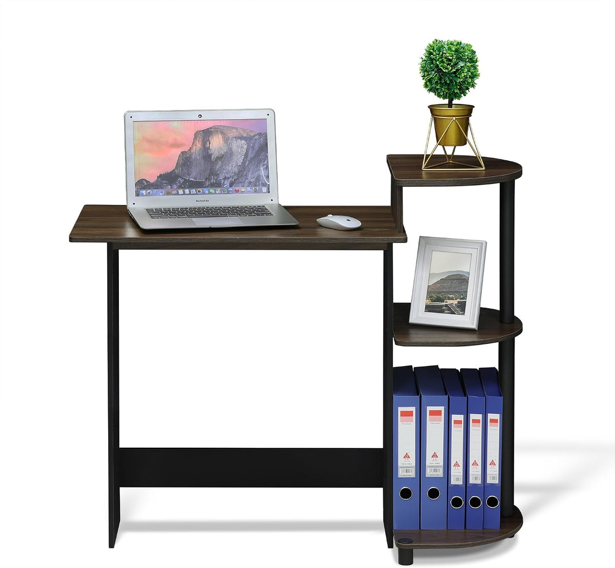 Furinno COMPACT Desk, 28.5" Wide Gaming Desk with Shelves, Computer Desk...