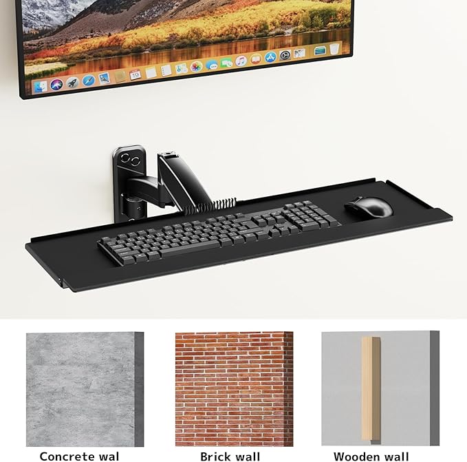 Keyboard Tray Wall Mount, Sit-Stand 26 Inch Keyboard and Mouse Stand, Height - Image 6