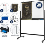 TSJ-OFFICE Rolling Clear-Glass Whiteboard on Wheels - Image 4