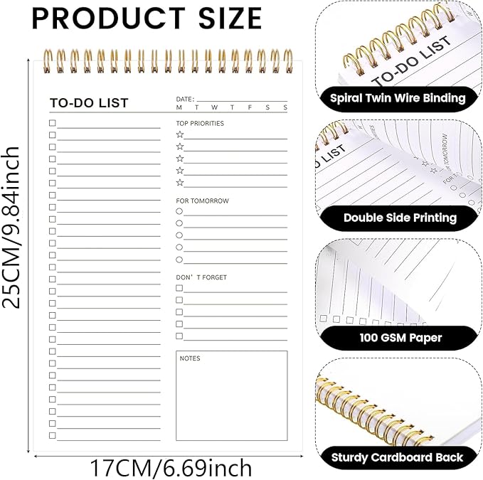 To Do List Notepad, 120 Pages 6.7x9.8" to Do List Notebook Undated Daily - Image 3