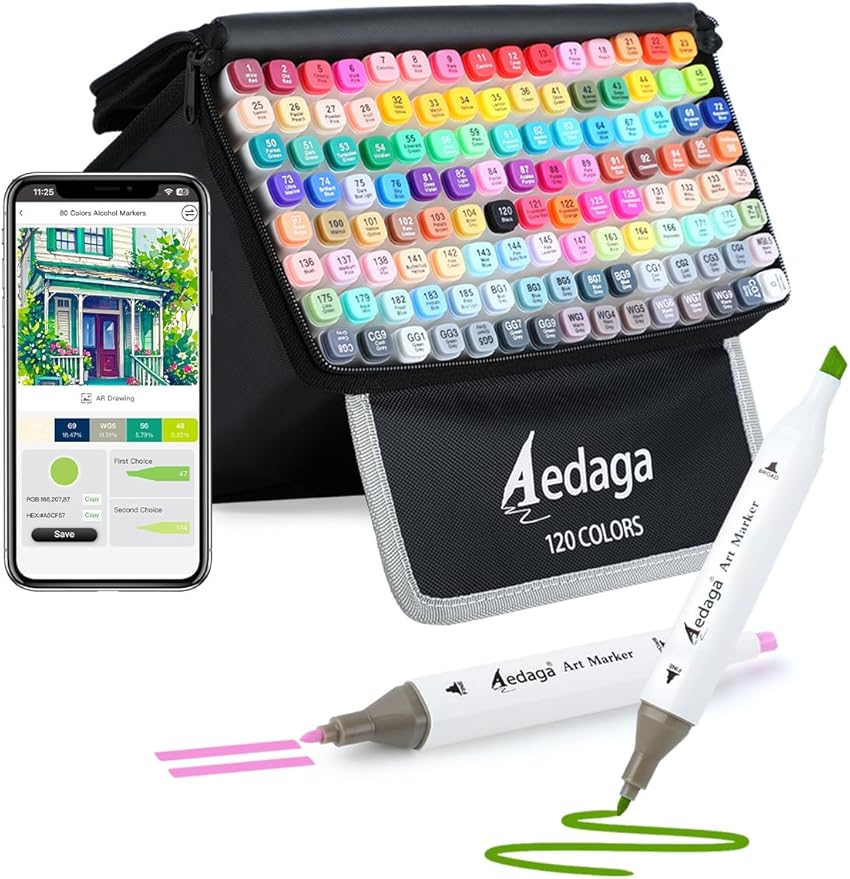 AEDAGA 120 Colors Alcohol Markers by AEDAGA