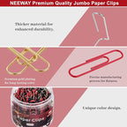 NEEWAY 200pcs Large Paper Clips, 2 Inch Jumbo Paper Clip, Ceative Colored - Image 3