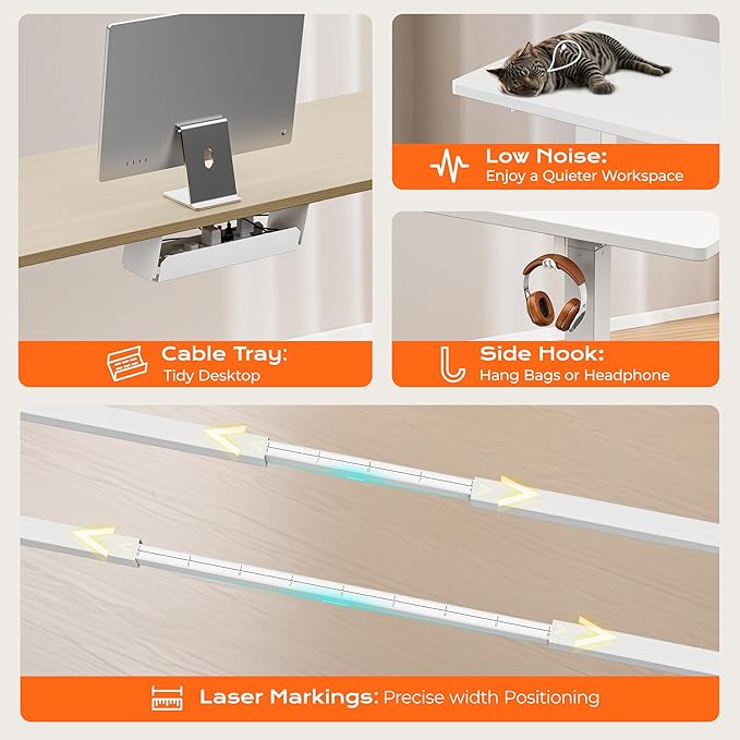 Huuger Dual Motor Electric Standing Desk Frame, Sit Stand up Desk Leg - Image 7