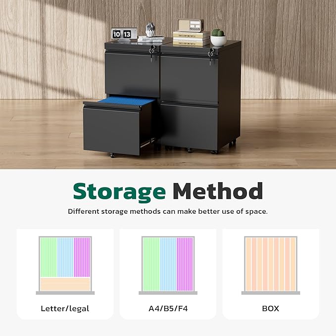 Greenvelly 2 Drawer Mobile File Cabinet - Image 7