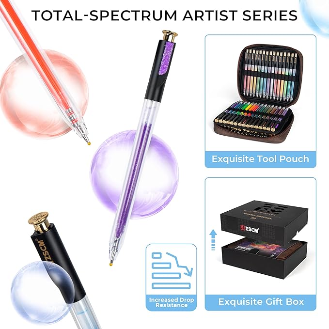 ZSCM Retractable Gel Pen For Adult Coloring, 60 Colors Large Capacity - Image 5