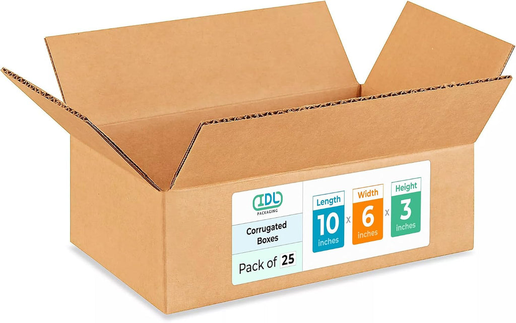 Medium Moving & Shipping Boxes 10"L x 6"W x 3"H, Made in USA