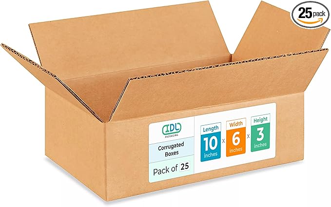 Medium Moving & Shipping Boxes 10"L x 6"W x 3"H, Made in USA by IDLPackaging