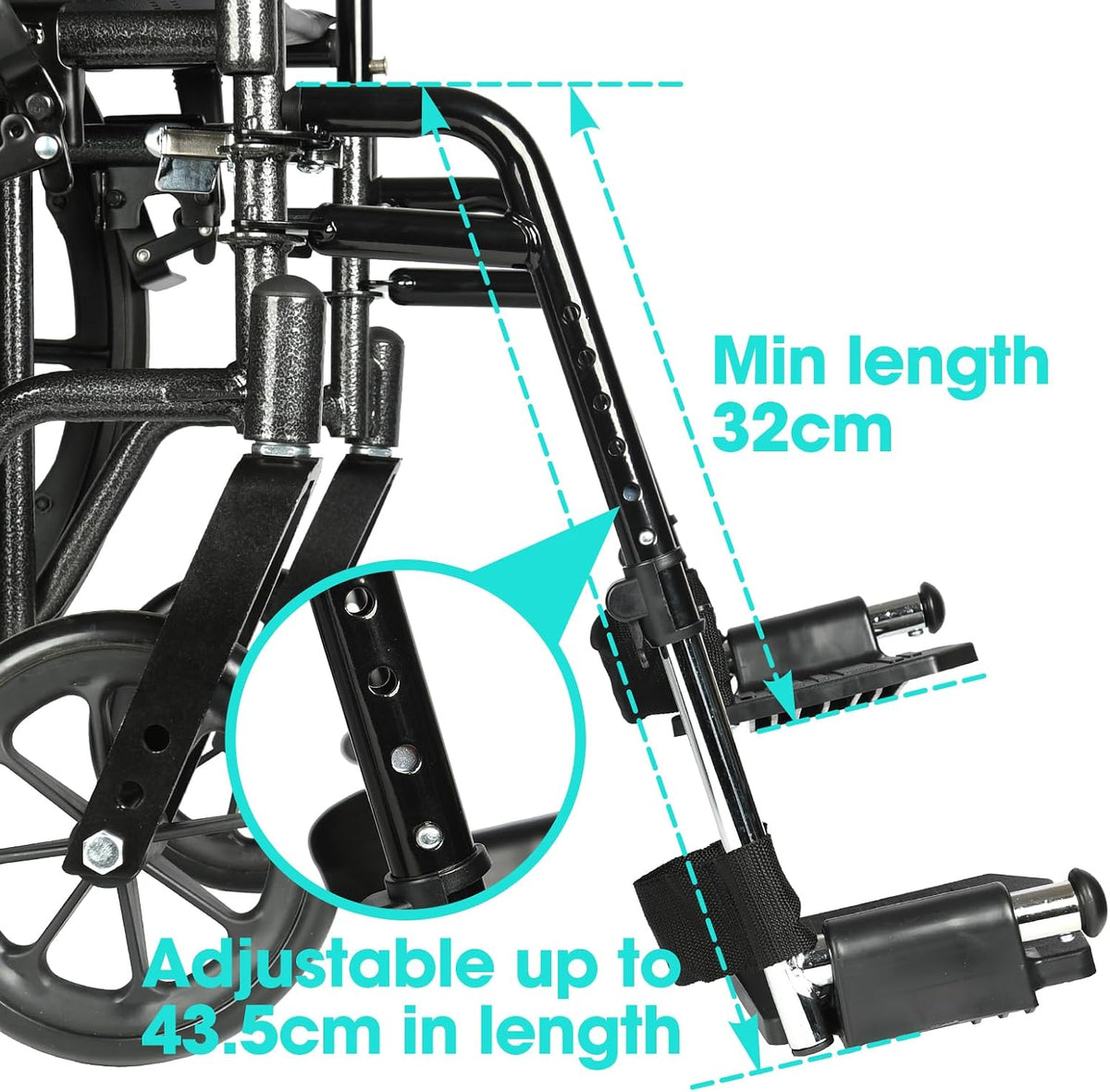 Universal Wheelchair Footrest Replacement - Adjustable Composite Footboard &a...
