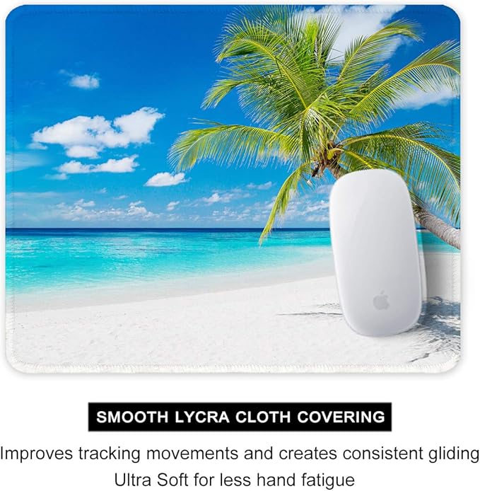 Auhoahsil Mouse Pad, 12 x 10 in Summer Beach Theme Computer Mouse Pad - Image 4