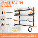 lumber storage rack, wall mount removable & adjustable, side view