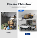 fleximounts 4x8 overhead garage ceiling storage rack adjustable showing dimensions