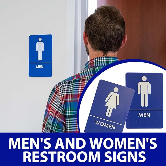 USA Made - Men's and Women's Restroom Signs ADA-Compliant Bathroom Door Signs - Image 2