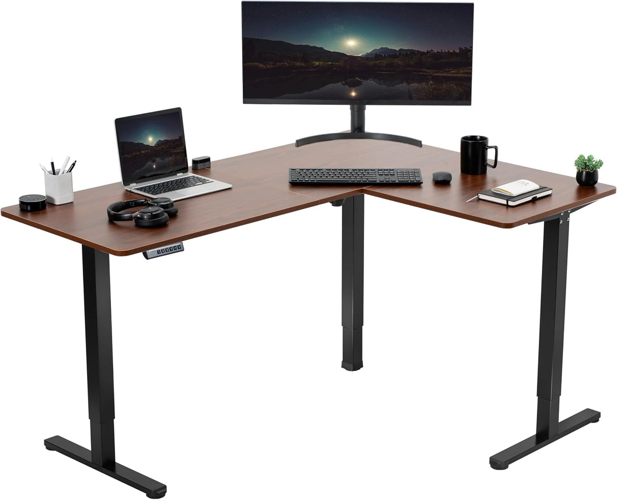 VIVO Electric Corner 63 x 47 inch L-Shaped Standing Desk, Memory Height