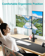mount pro dual monitor stand, free-standing full motion showing dimensions
