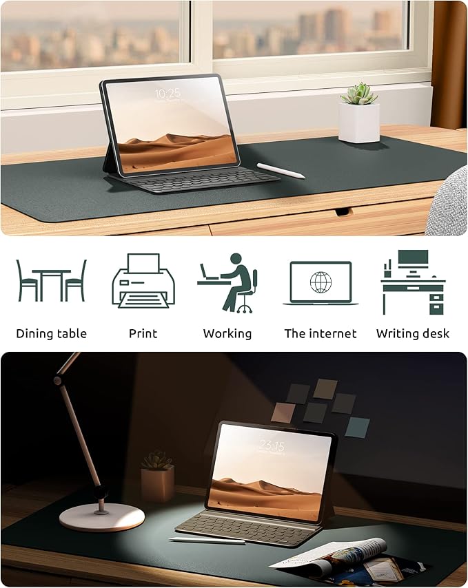 YSAGi Leather Desk Protector, Office Mat, Large Mouse Mat, Non-Slip PU Leather - Image 6