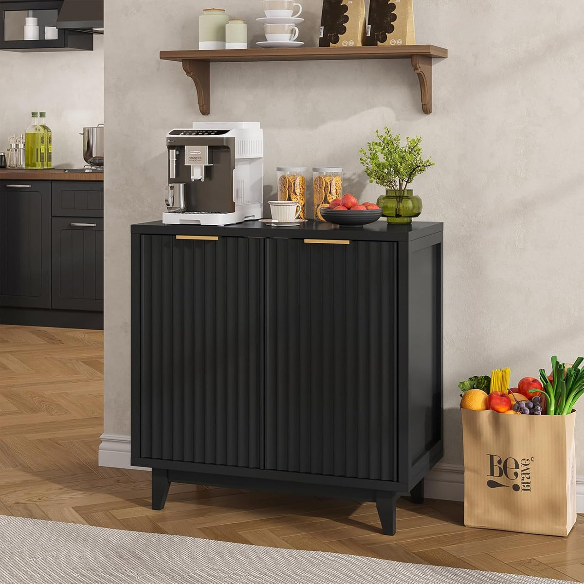 Befrases Buffet Cabinet with Storage 3 Pieces Modern Fluted Sideboard with Ad...