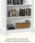 TVU 5-Tier Wooden Bookshelf, 65 Inch Tall Bookshelf - Image 9