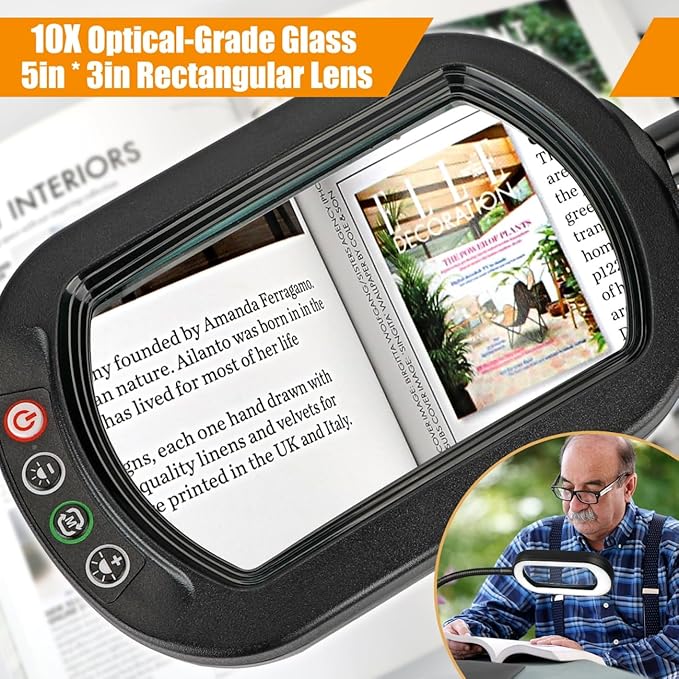 Veemagni 10X Rectangle Magnifying Glass - Image 2