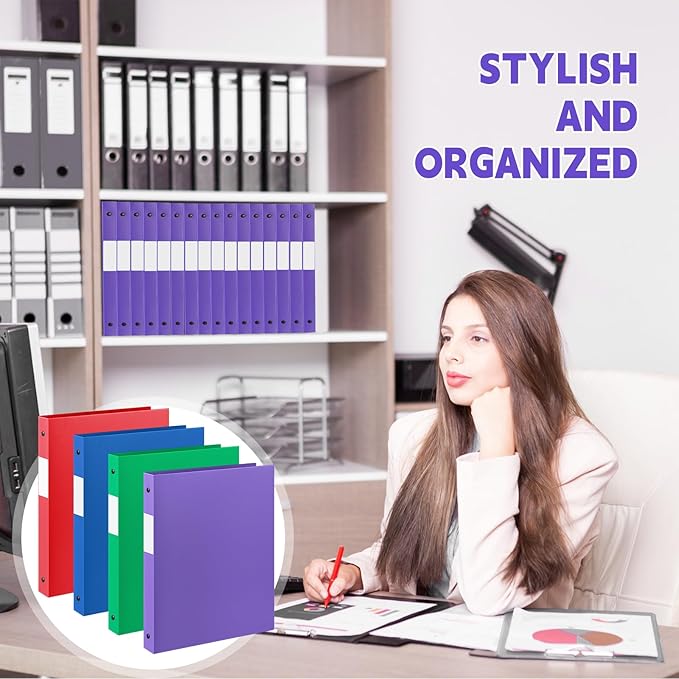 Henoyso 48 Pcs 3 Ring Binder 0.5 Inch Round Fits Letter Size 8.5'' x 11'' Paper - Image 6
