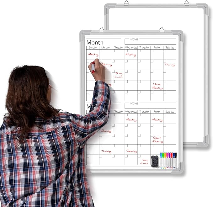 Lincia 24" x 18" Magnetic Vertical 2 Month Dry Erase Calendar by Lincia