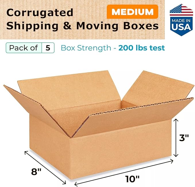 Medium Moving & Shipping Boxes 10 x 8 x 3 inches - Image 2