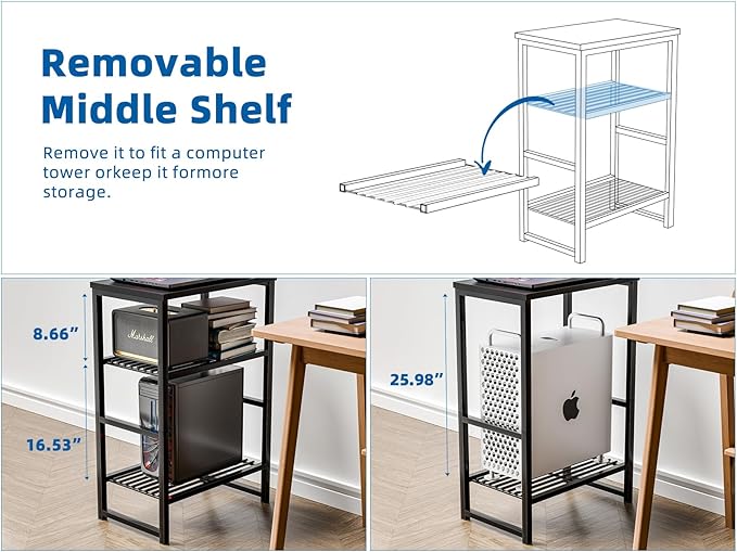 GEORIS 3 Tier Freestanding Printer Stand Shelf - Image 5