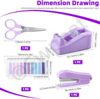 Swpeet 9Pcs Purple Office Supplies Kit, Desk Accessories Including Stapler - Image 3