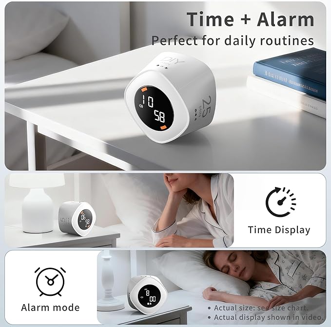 VEWINGL Cube Productivity Timer, 5/10/25/DIY Min Presets + Count-Up Mode - Image 3