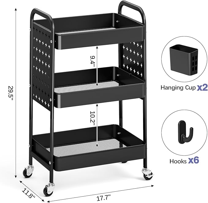 KINGRACK 3 Tier Rolling Cart - Image 6