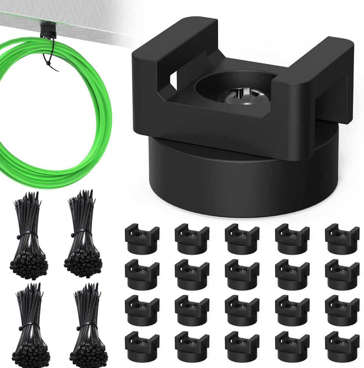 220 Pcs Magnetic Zip Tie Mount Kit(200 zip ties 20 Magnet base) Strong magnet...