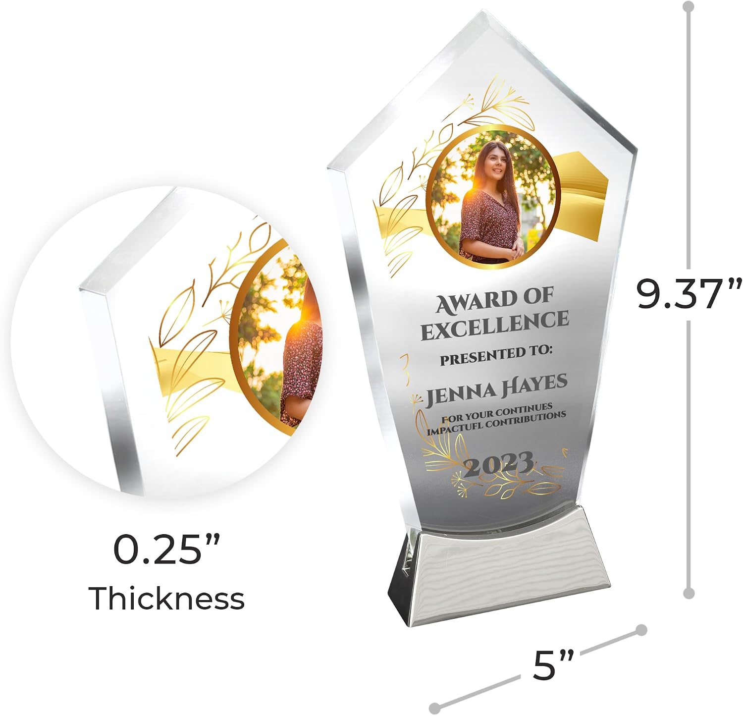9 1/4" Personalized Award Glass Plaque, Personalized as Awards and Trophies, Glass Awards Plaques as Retirement and Employee of the Month Plaque, Appreciation and Leadership Gifts Designs (Design 6)